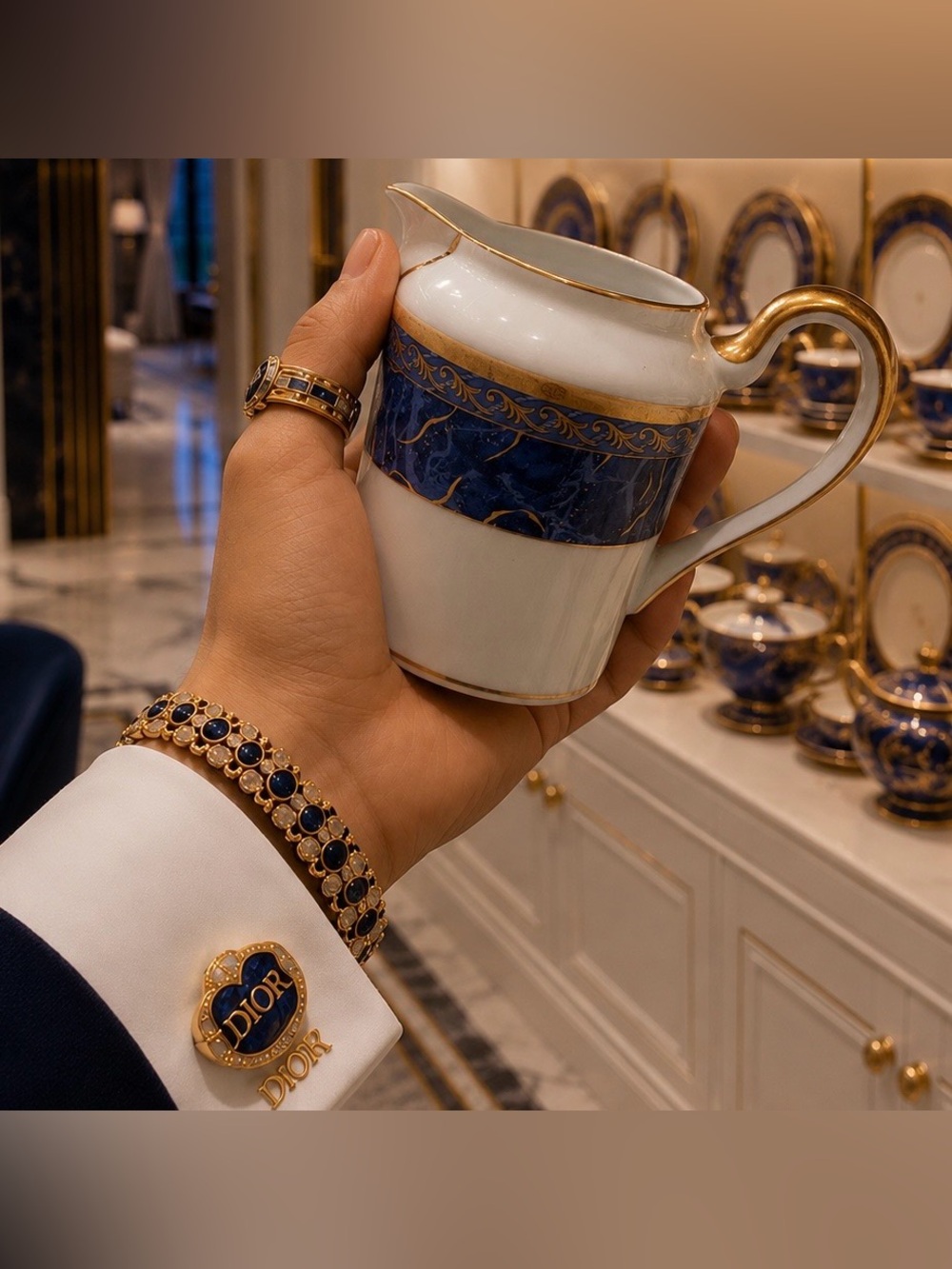 Christian Dior Azure Royale Fine Original Art Creamer Cream Pitcher 90s Vintage